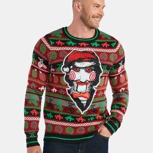 SAW Men's Billy the Puppet Cool Holiday Sweater